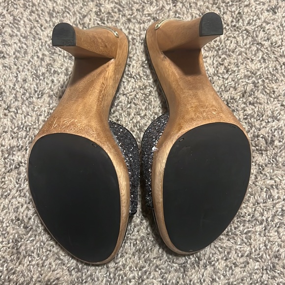 Michael Kors Wooden Platform Glitter Mule Size 5.5M - Picture 7 of 8